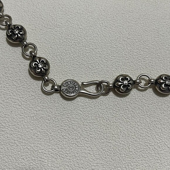 Chrome Hearts BS Fleur Charm Ball Chain Necklace Sterling Silver - Picture 4 of 7